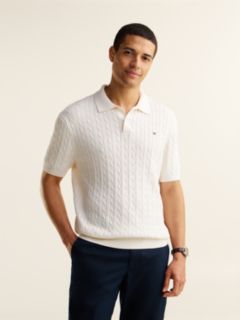 Regular Fit Embroidery Cable Knit Polo Shirt — Yellow 1