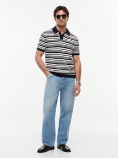 Relaxed Fit Cool Comfort Knit Polo Shirt — Blue 2
