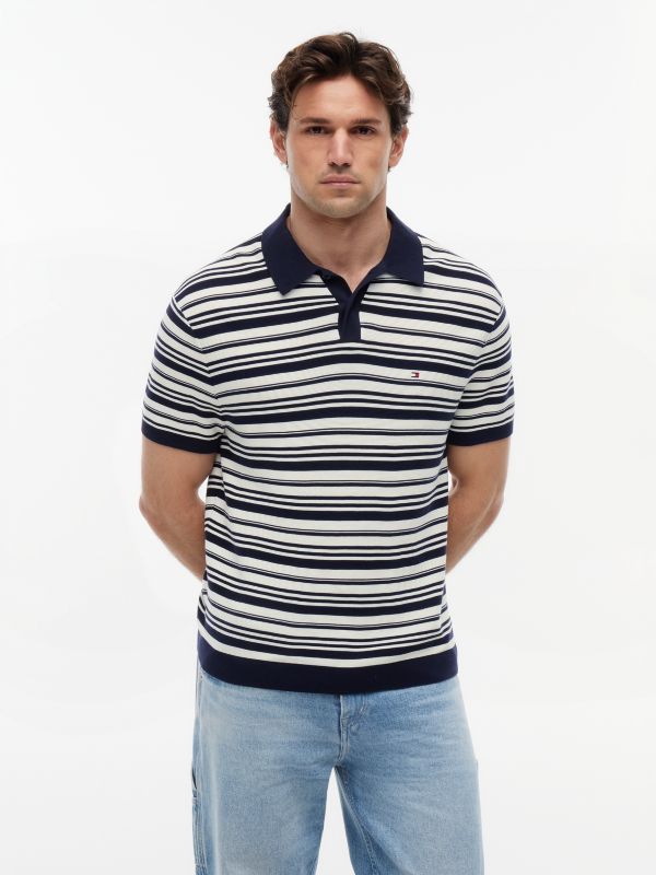 Relaxed Fit Cool Comfort Knit Polo Shirt — Blue