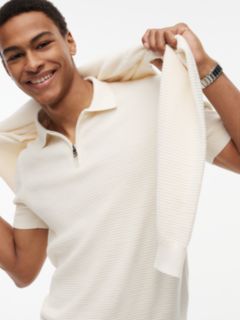 Regular Fit Textured Knit Zip Polo Shirt — Yellow 3