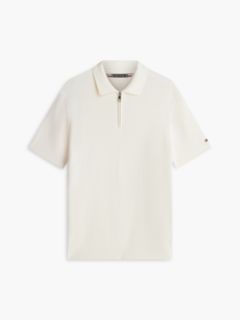 Regular Fit Textured Knit Zip Polo Shirt — Yellow 5