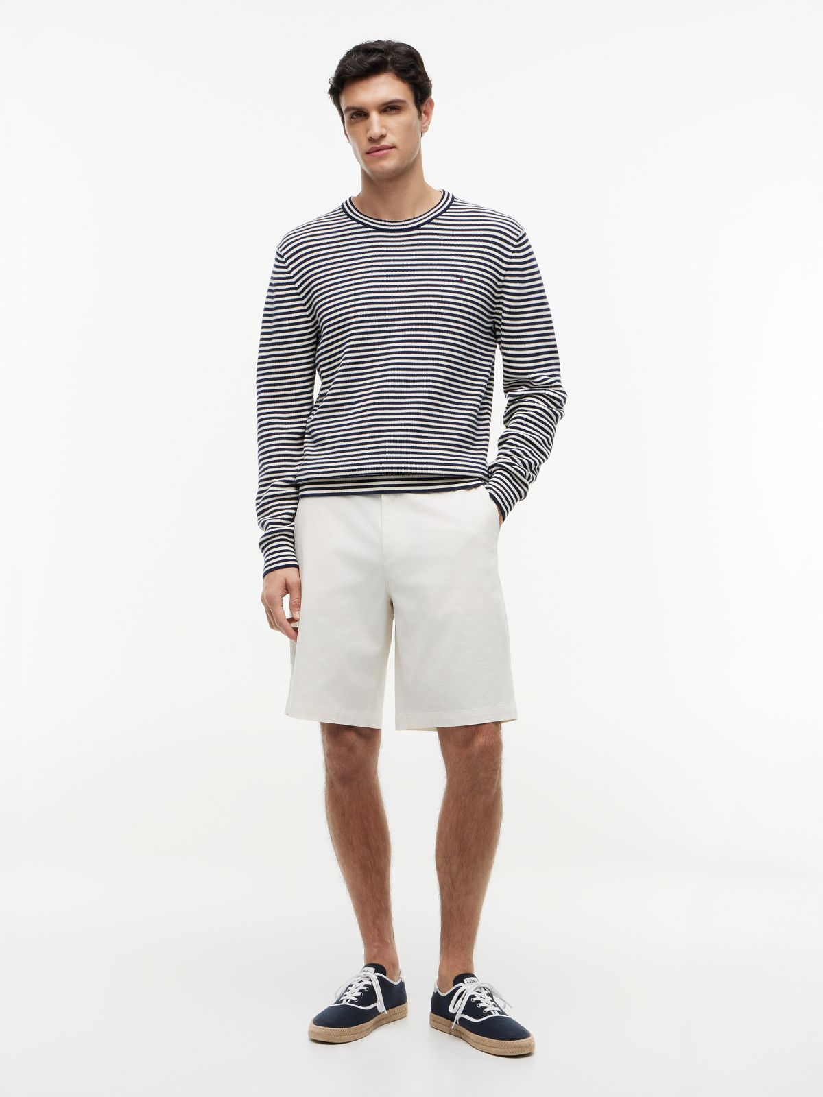 Structured Yarn Dyed Crew Neck Jumper — Multi
