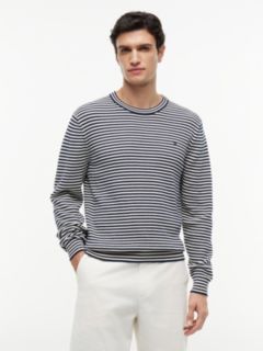 Structured Yarn Dyed Crew Neck Jumper — Multi 1