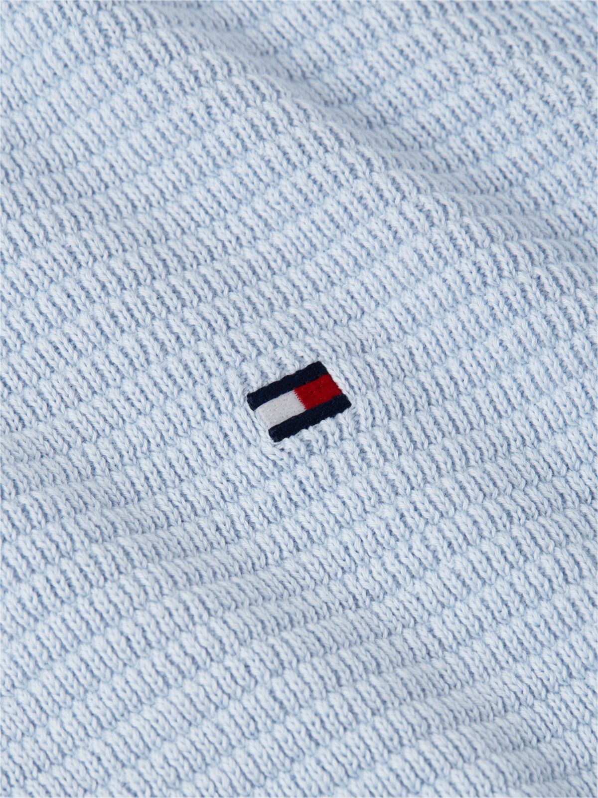 Structured Yarn Dyed Crew Neck Jumper — Blue