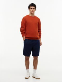 Structured Yarn Dyed Crew Neck Jumper — Orange 2