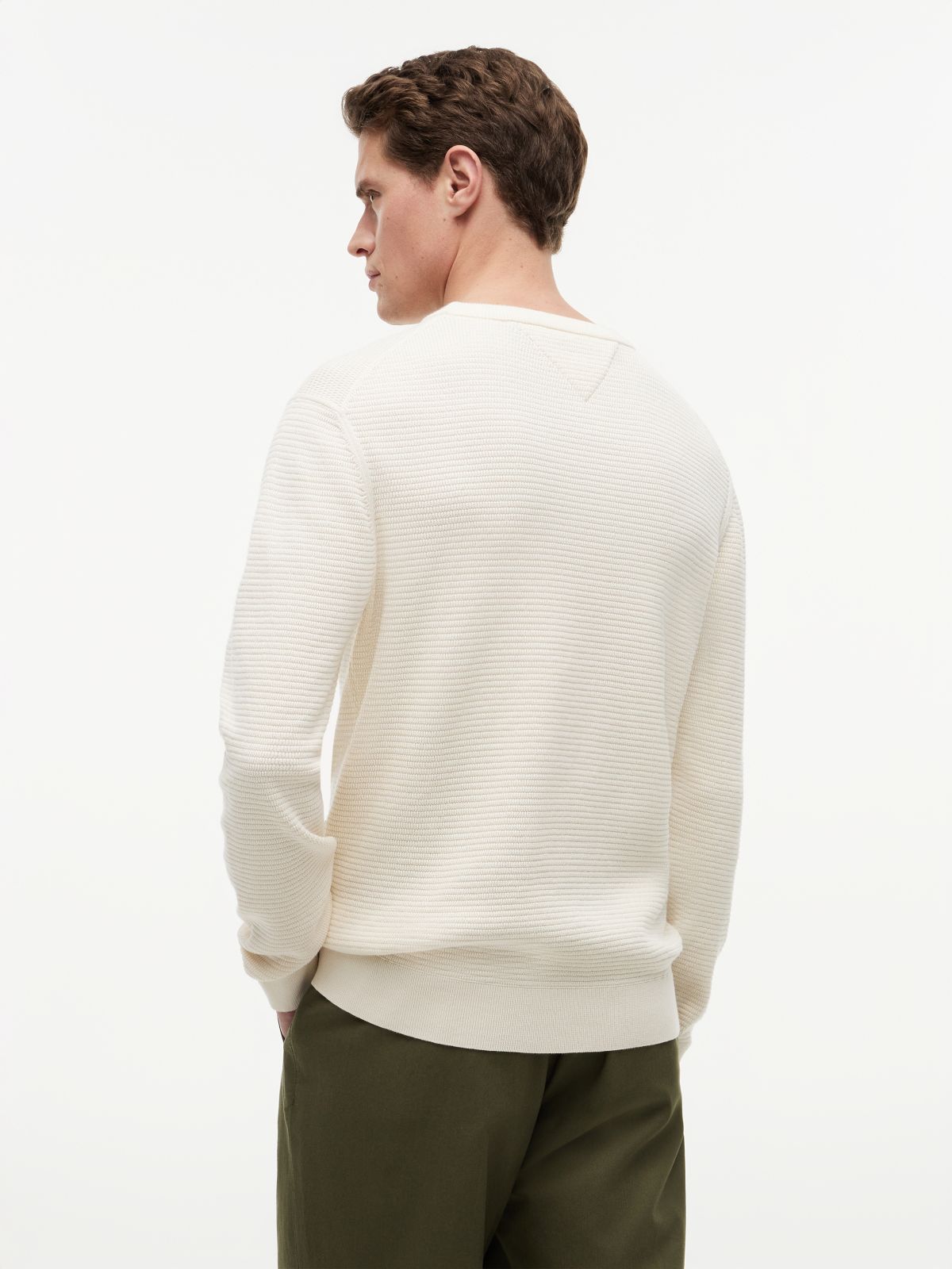 Structured Yarn Dyed Crew Neck Jumper — Yellow