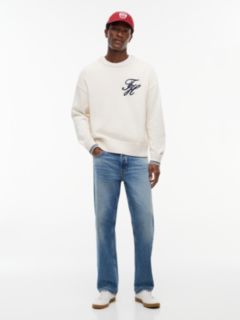 Logo Embroidery Chunky Crew Neck Jumper — Yellow 2