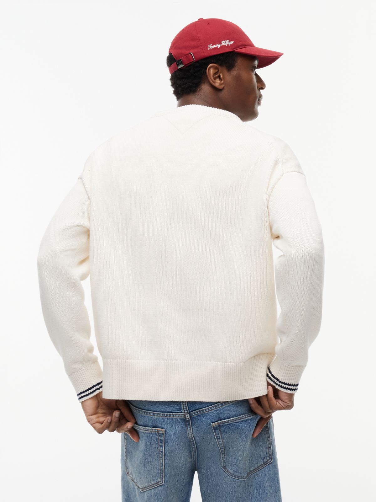 Logo Embroidery Chunky Crew Neck Jumper — Yellow