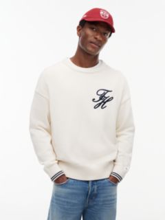 Logo Embroidery Chunky Crew Neck Jumper — Yellow 1