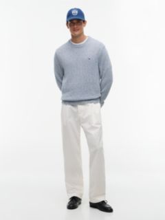 Two-Tone Bouclé Relaxed Crew Neck Jumper — Blue 2