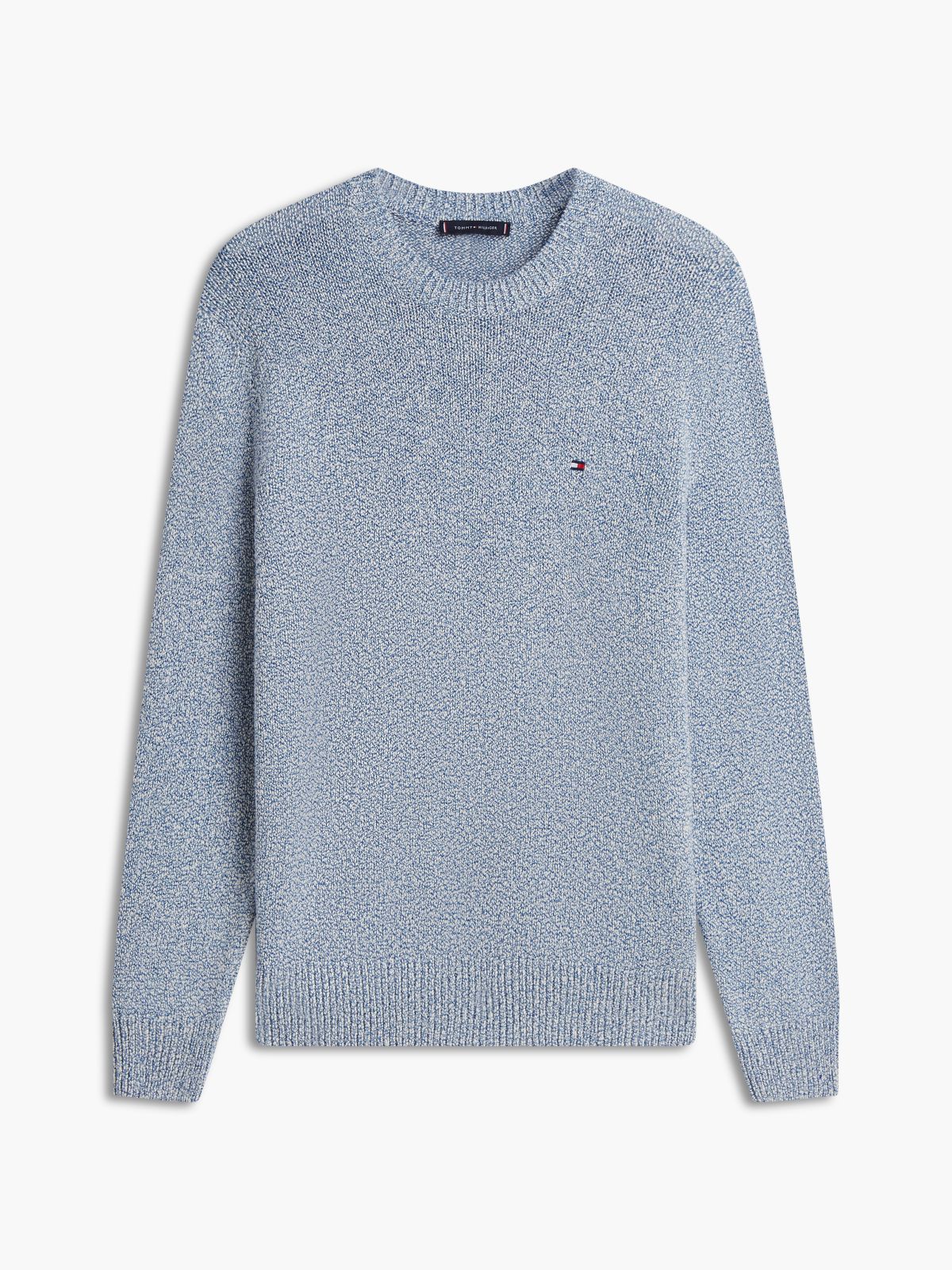 Two-Tone Bouclé Relaxed Crew Neck Jumper — Blue