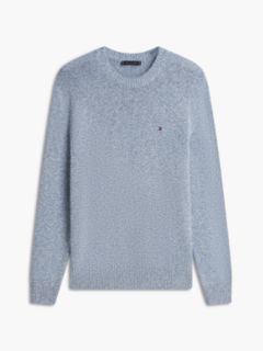 Two-Tone Bouclé Relaxed Crew Neck Jumper — Blue 5