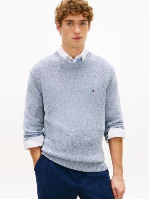 pullover relaxed fit bouclé bicolore blue da uomini tommy hilfiger