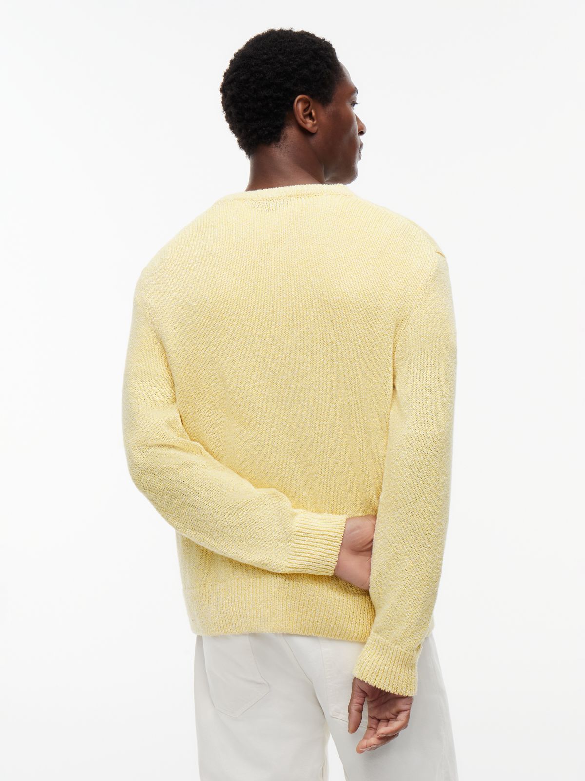 Two-Tone Bouclé Relaxed Crew Neck Jumper — Yellow