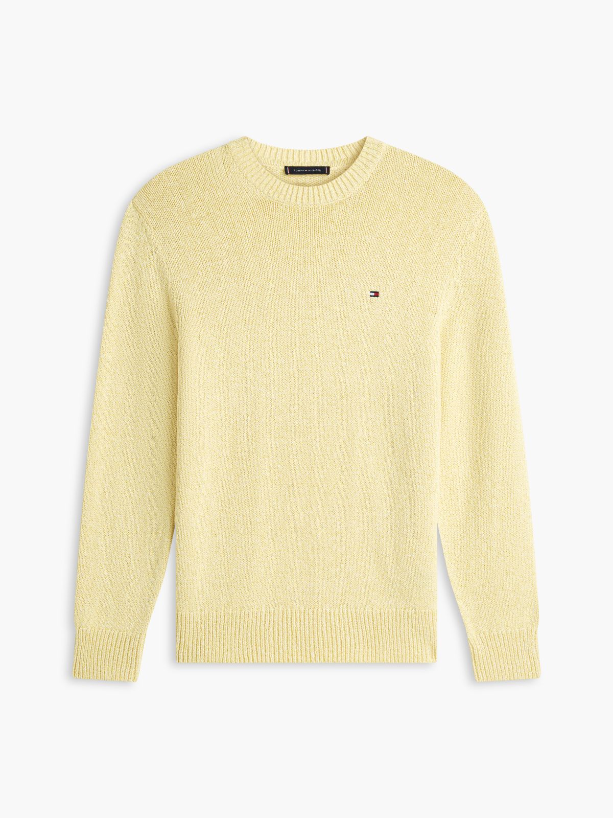 Two-Tone Bouclé Relaxed Crew Neck Jumper — Yellow