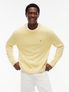 Two-Tone Bouclé Relaxed Crew Neck Jumper — Yellow 1