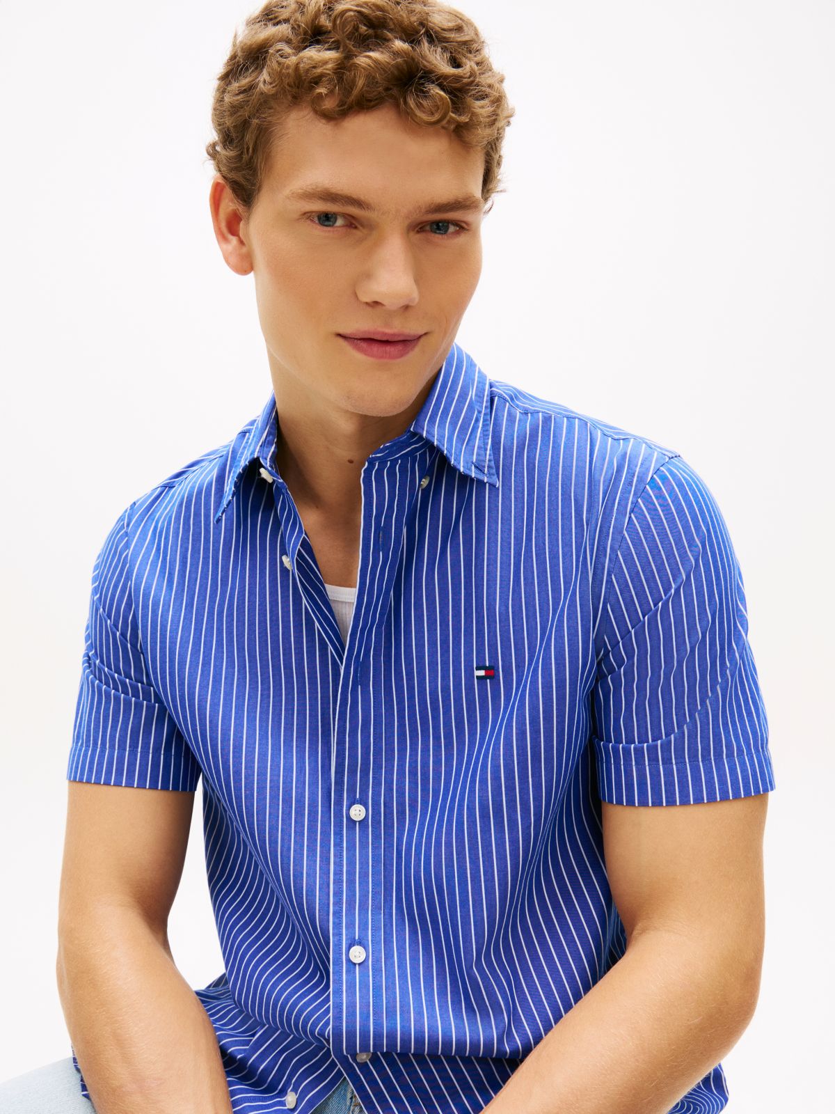 TH Flex Regular Fit Short Sleeve Shirt — Blue