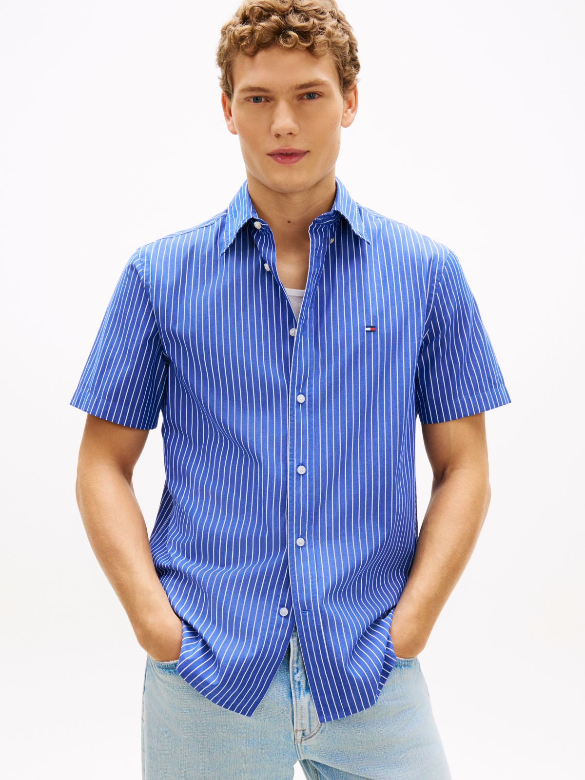 TH Flex Regular Fit Short Sleeve Shirt — Blue