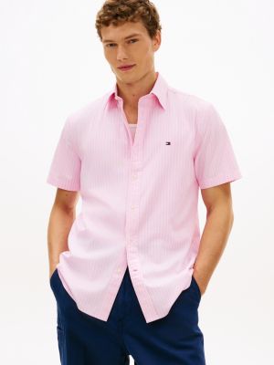 pink th flex regular fit kurzarmhemd für herren - tommy hilfiger