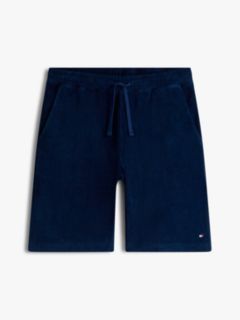 Flag Embroidery Towelling Sweat Shorts — Blue 5