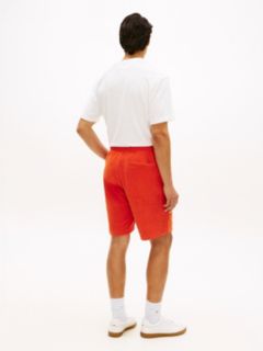 Flag Embroidery Towelling Sweat Shorts — Orange 4