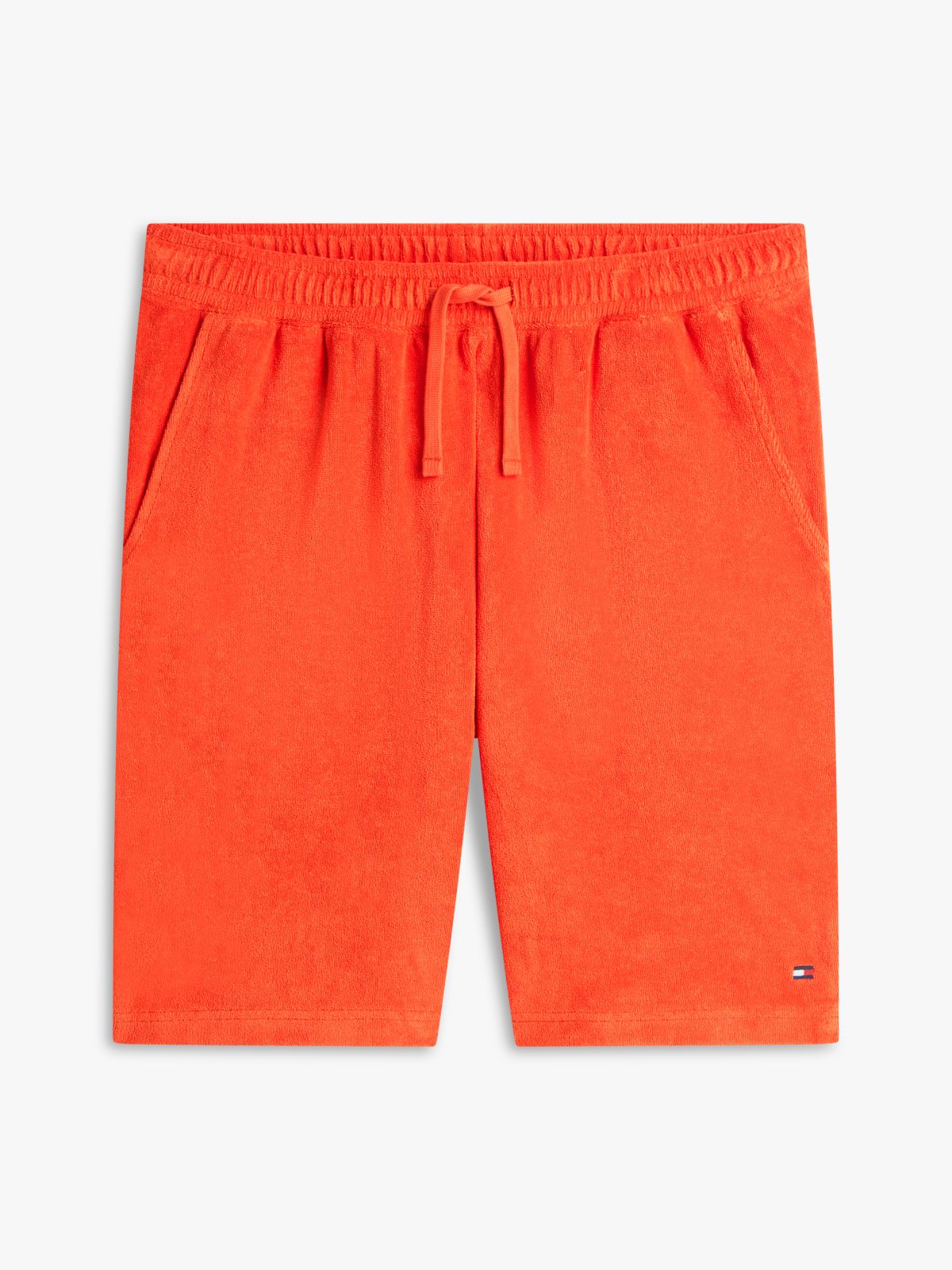 Flag Embroidery Towelling Sweat Shorts — Orange