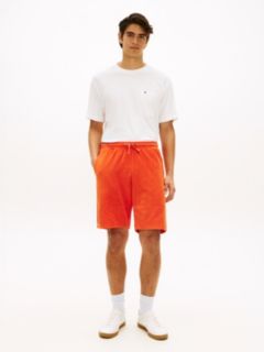 Flag Embroidery Towelling Sweat Shorts — Orange 1