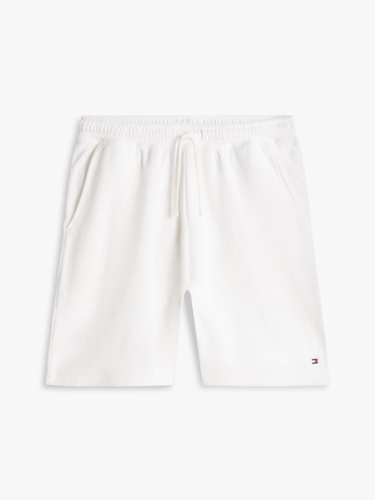 Flag Embroidery Towelling Sweat Shorts — White