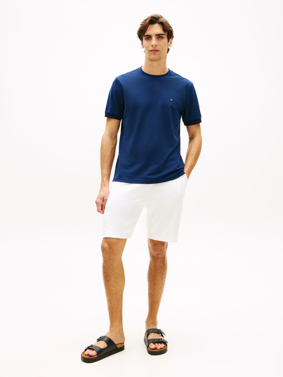 Flag Embroidery Towelling Sweat Shorts — White