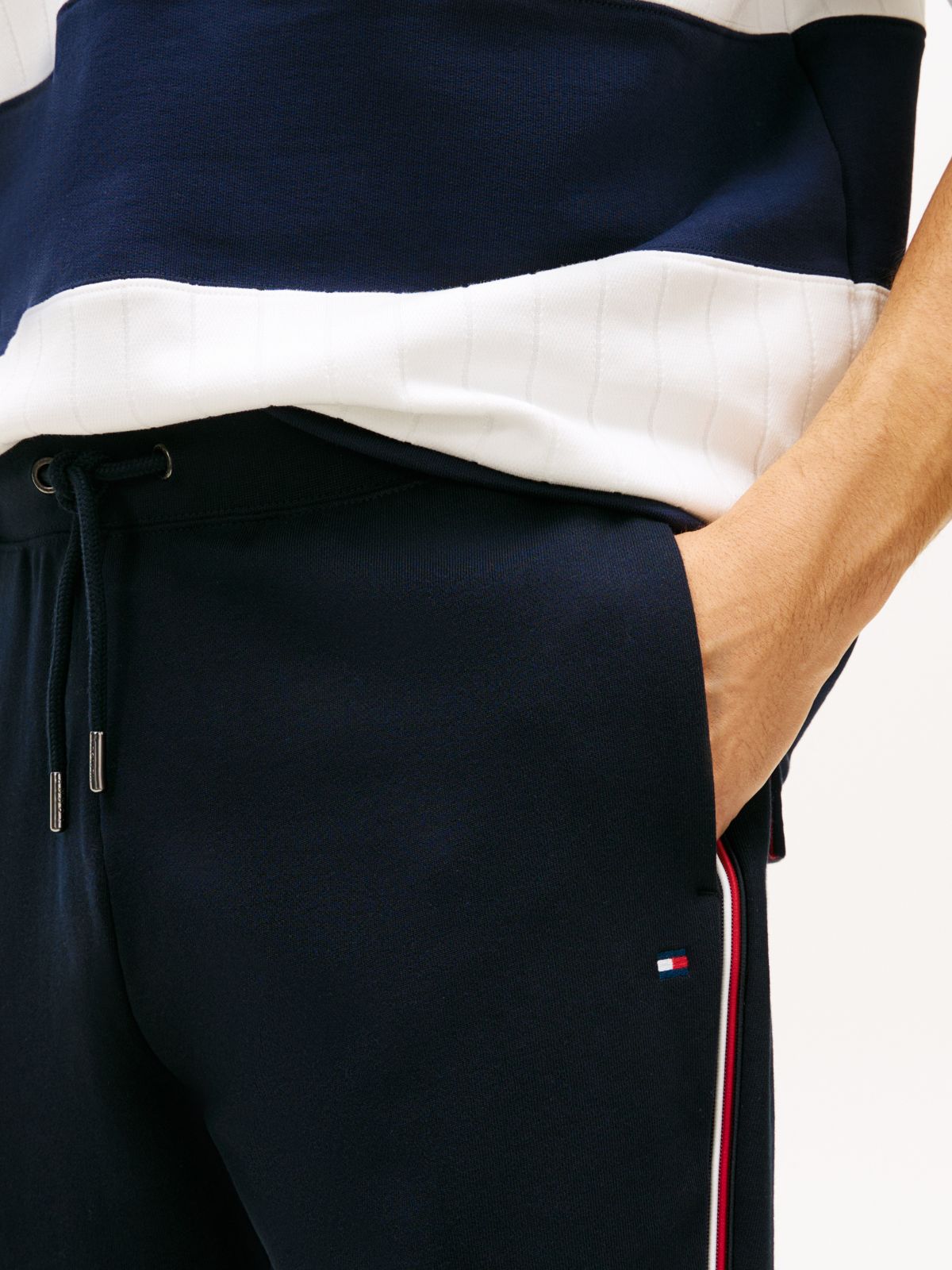 Global Stripe Cuffed Leg Joggers — Blue