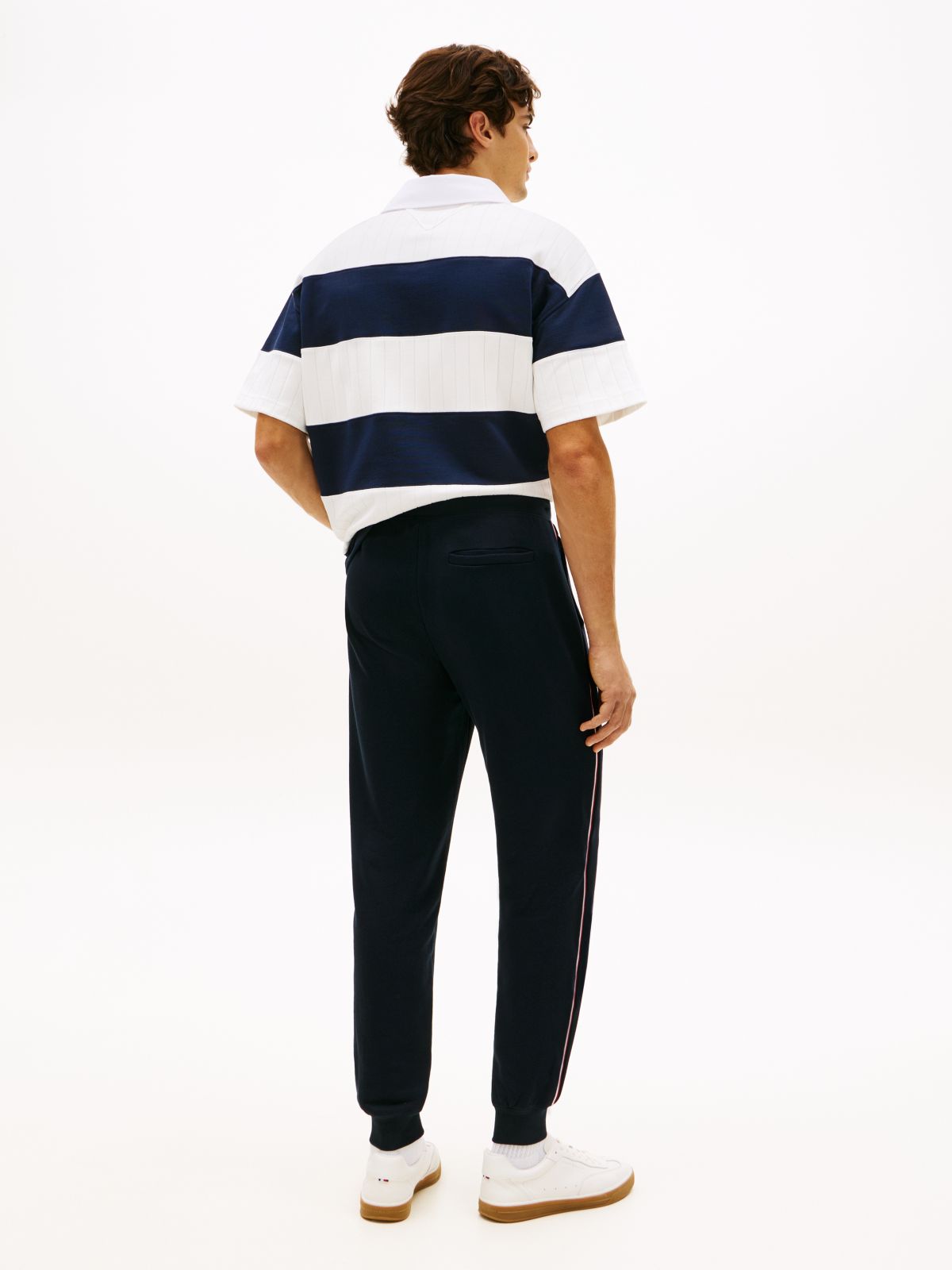 Global Stripe Cuffed Leg Joggers — Blue
