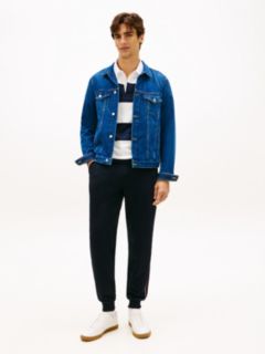 Global Stripe Cuffed Leg Joggers — Blue 1