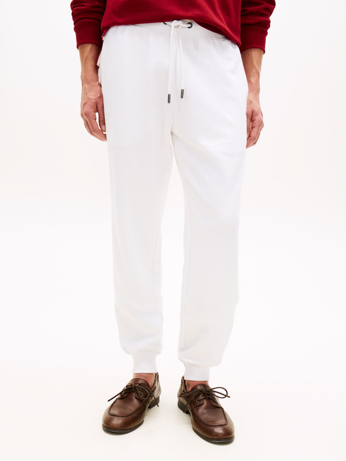 Global Stripe Cuffed Leg Joggers — White