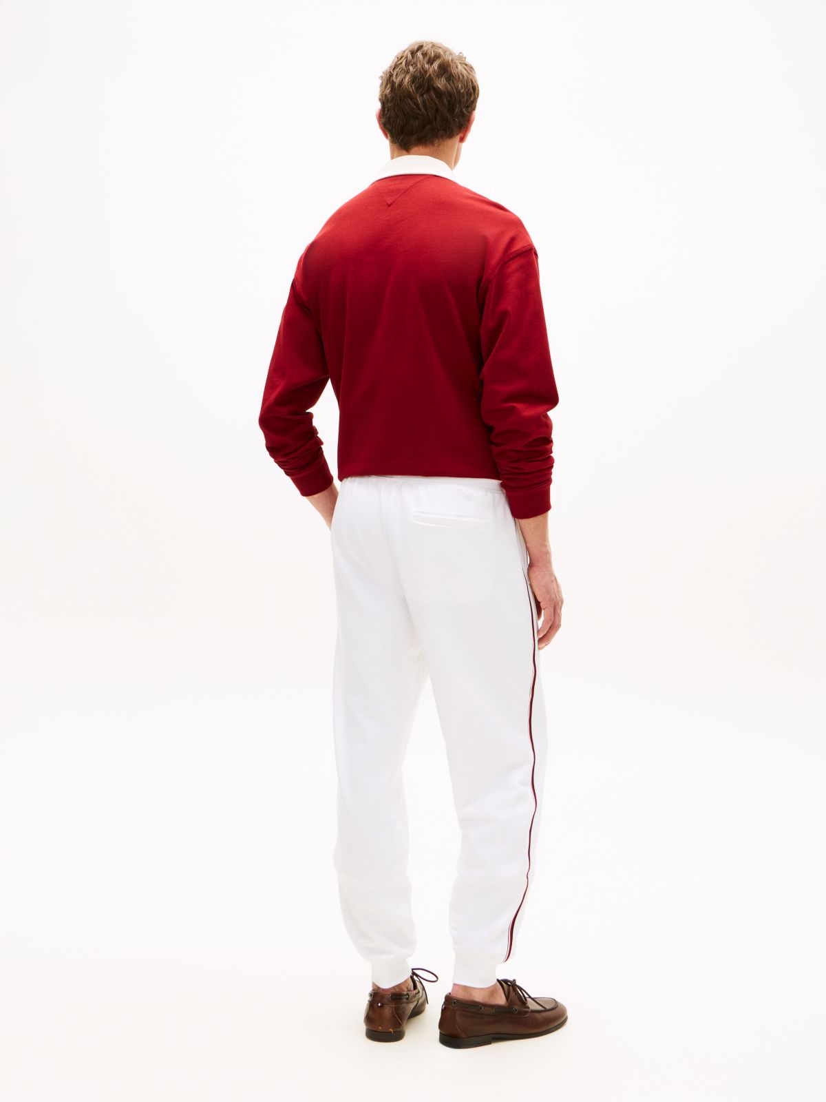 Global Stripe Cuffed Leg Joggers — White