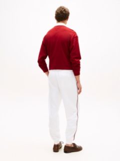 Global Stripe Cuffed Leg Joggers — White 5