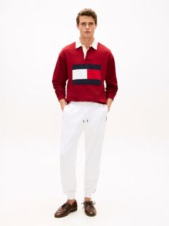 Global Stripe Cuffed Leg Joggers — White 1