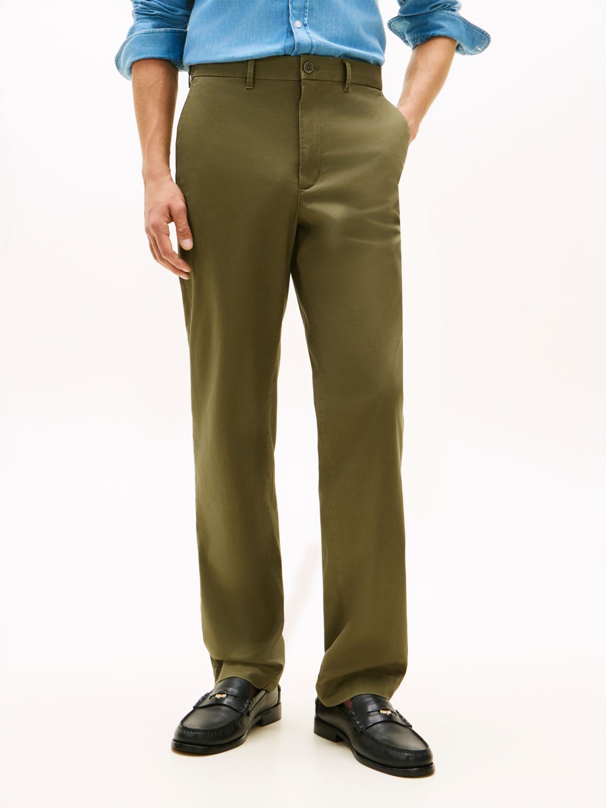 Dover Regular Straight Leg Twill Chinos — Green