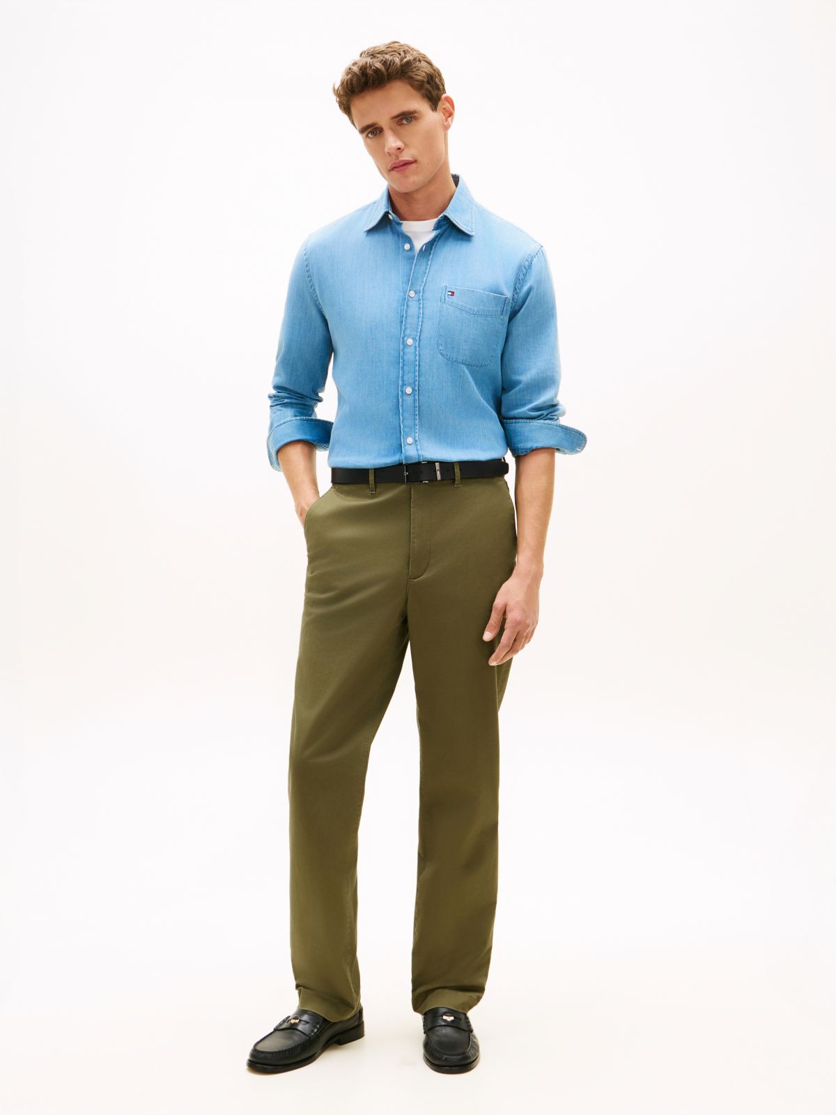 Dover Regular Straight Leg Twill Chinos — Green