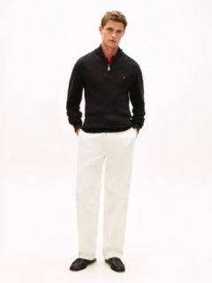 Textured Quarter-Zip Mock Neck Jumper — Black 3