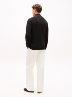Textured Quarter-Zip Mock Neck Jumper — Black 4