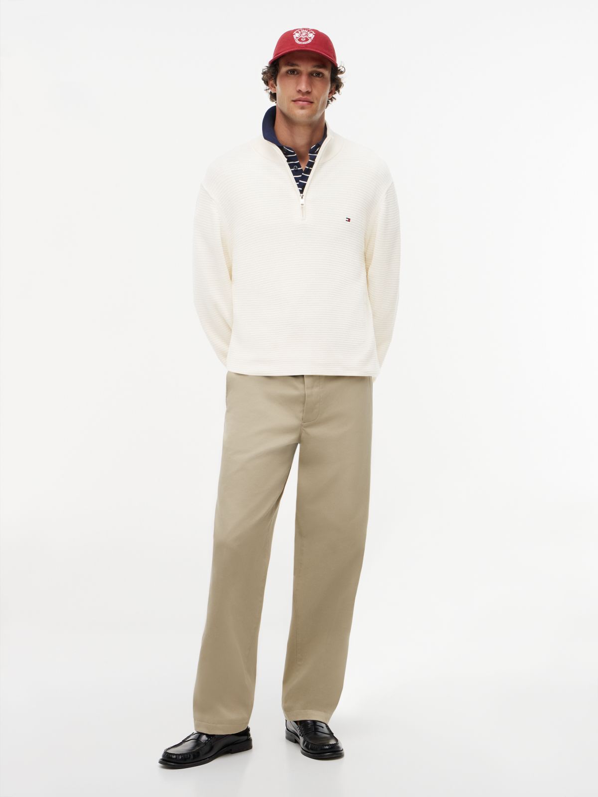 Textured Quarter-Zip Mock Neck Jumper — Yellow