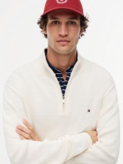 Textured Quarter-Zip Mock Neck Jumper — Yellow 3