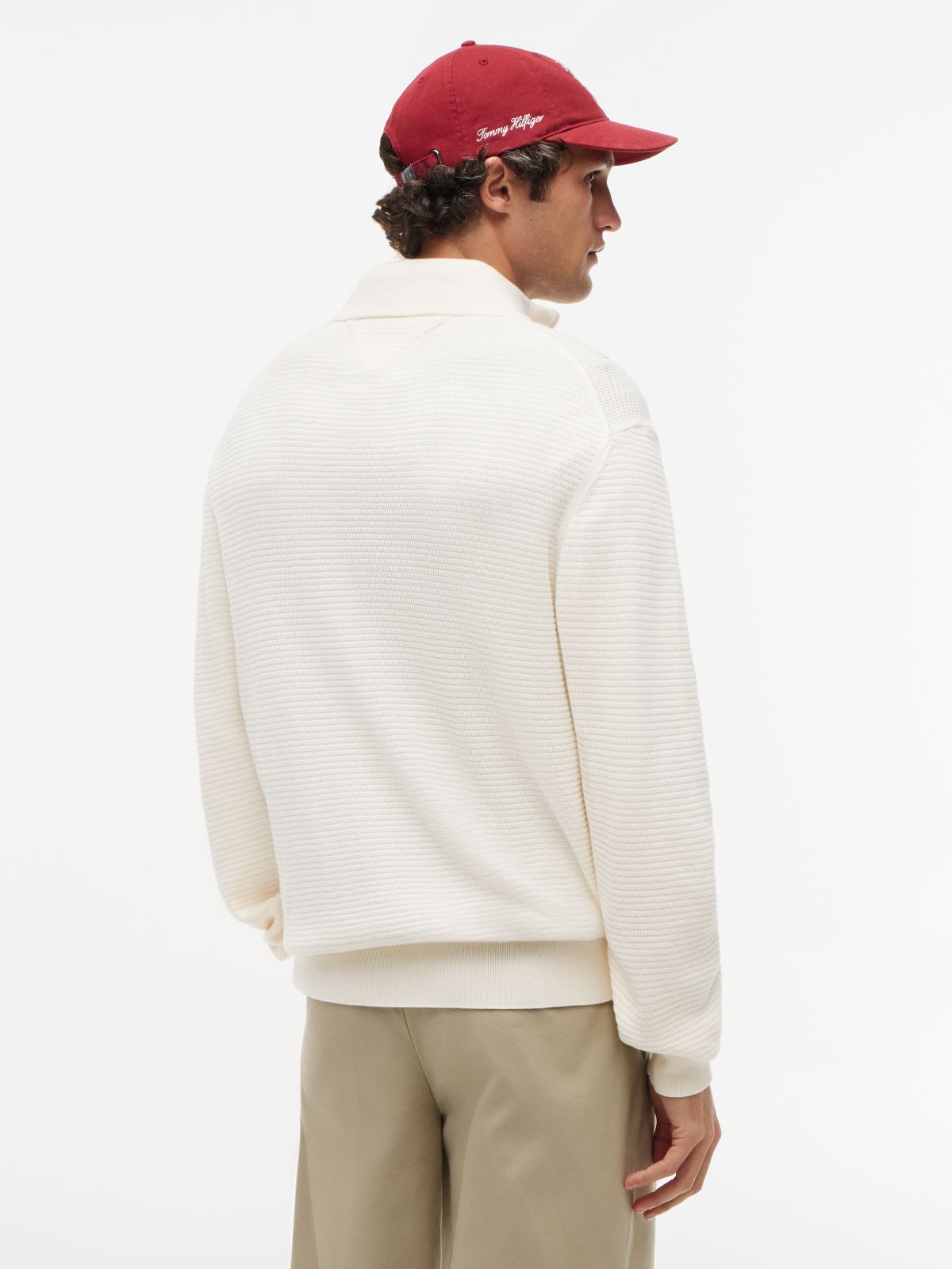 Textured Quarter-Zip Mock Neck Jumper — Yellow