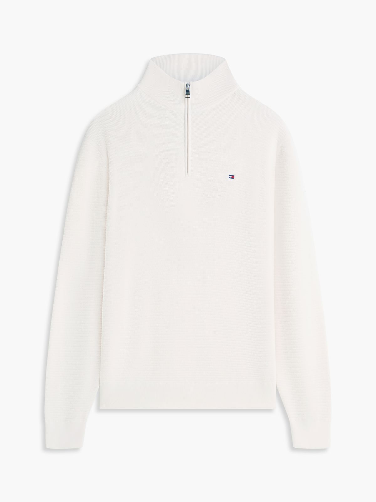 Textured Quarter-Zip Mock Neck Jumper — Yellow