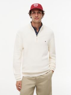Textured Quarter-Zip Mock Neck Jumper — Yellow 1