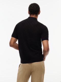 Regular Fit Pointelle Polo Shirt — Black 4