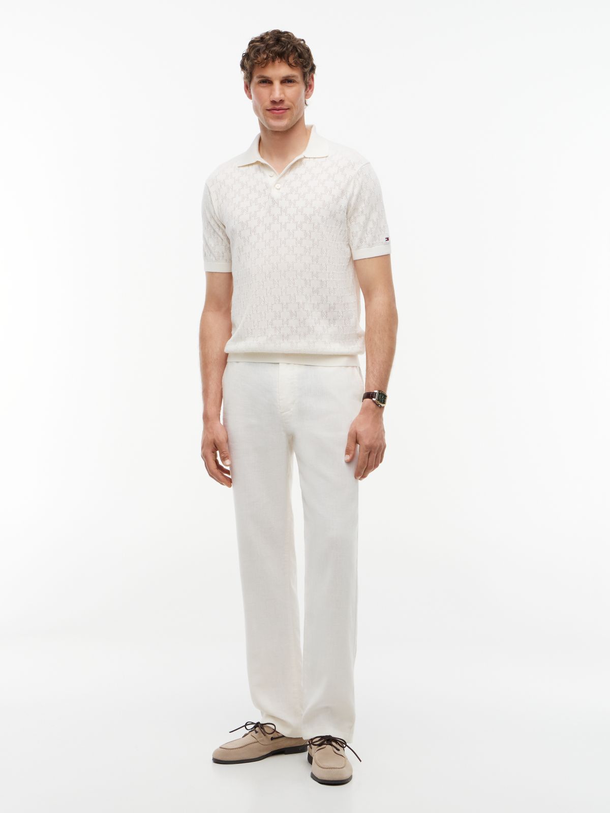 Regular Fit Pointelle Polo Shirt — Yellow