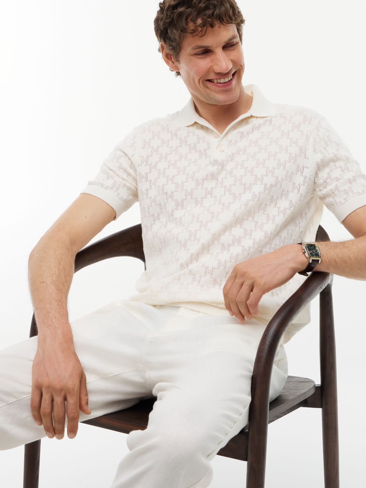 Regular Fit Pointelle Polo Shirt — Yellow