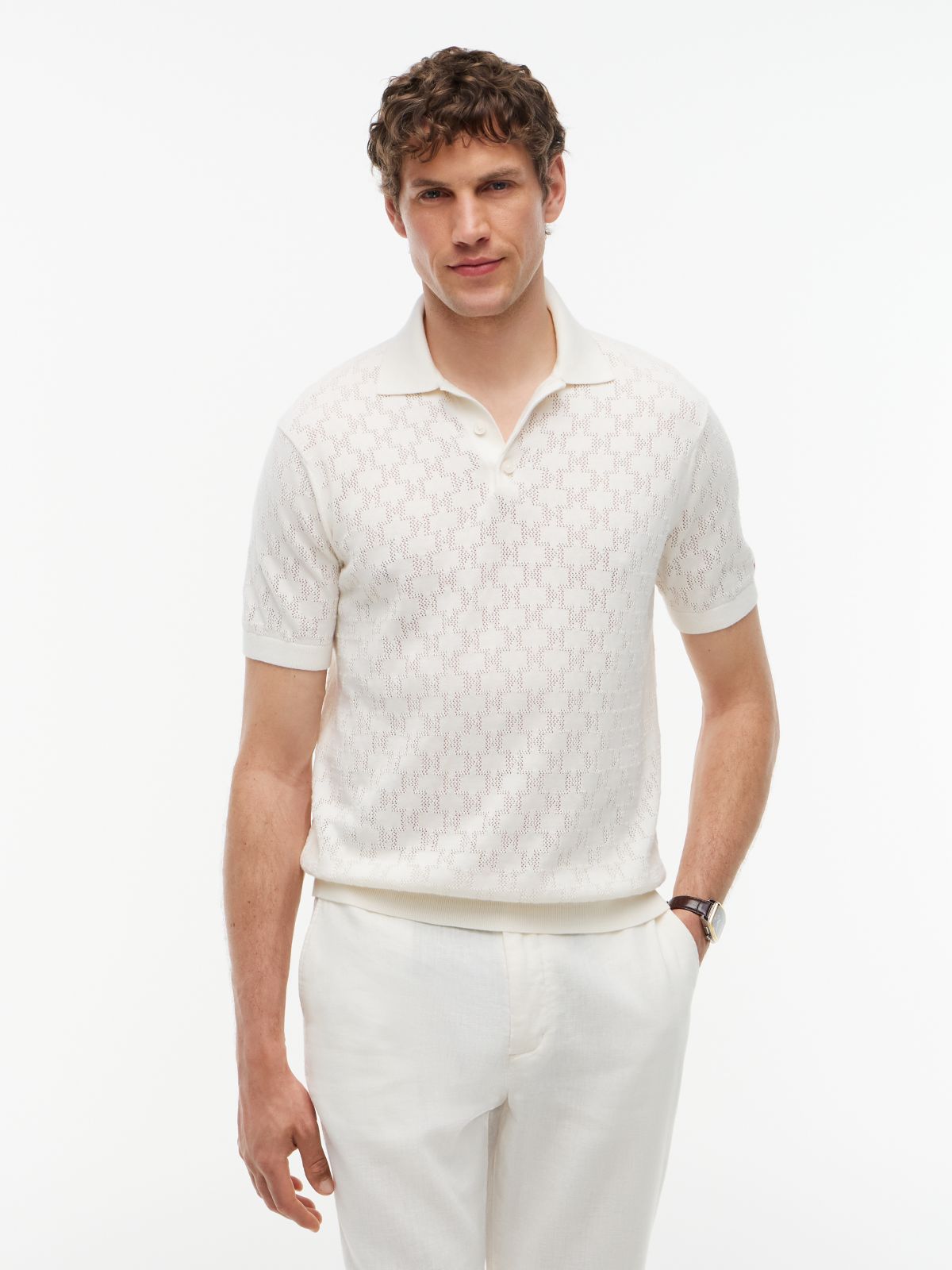 Regular Fit Pointelle Polo Shirt — Yellow