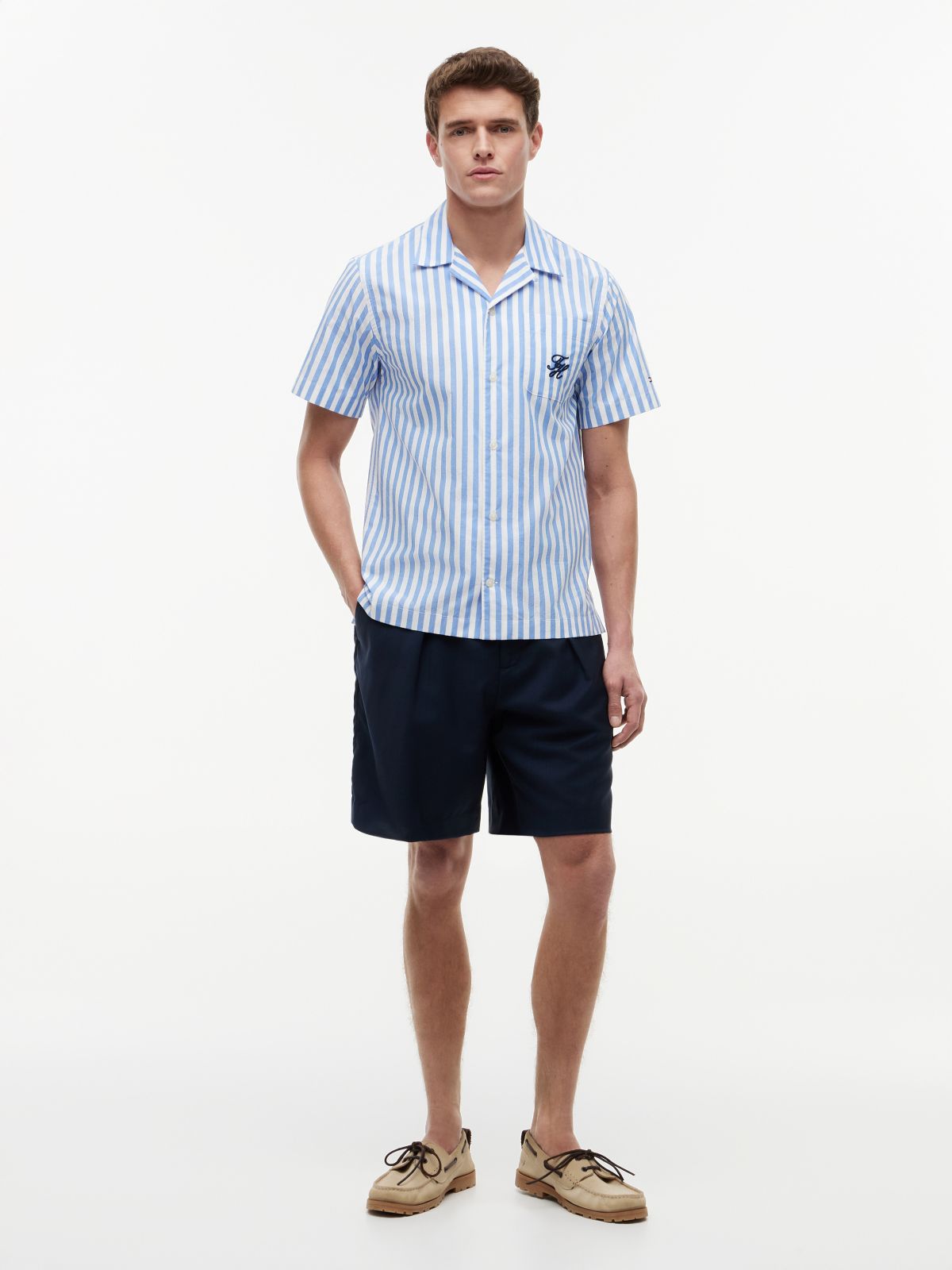 Regular Fit Paper Touch Short Sleeve Shirt — Blue